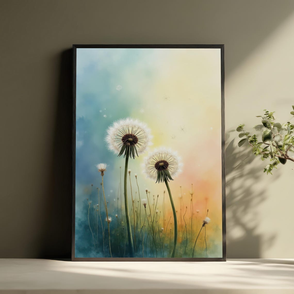 Ethereal Dandelion Seed Heads Pastel Floral Soft Artwork Print