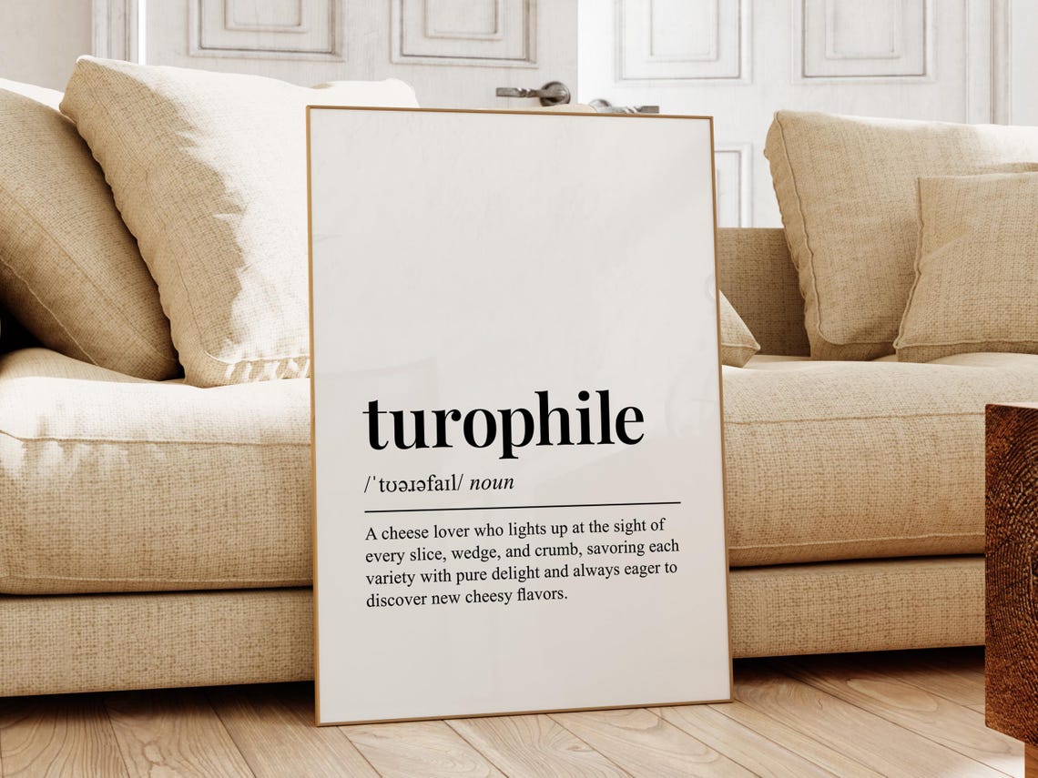 Turophile Cheese Lover Definition Print Fun Kitchen Wall Decor