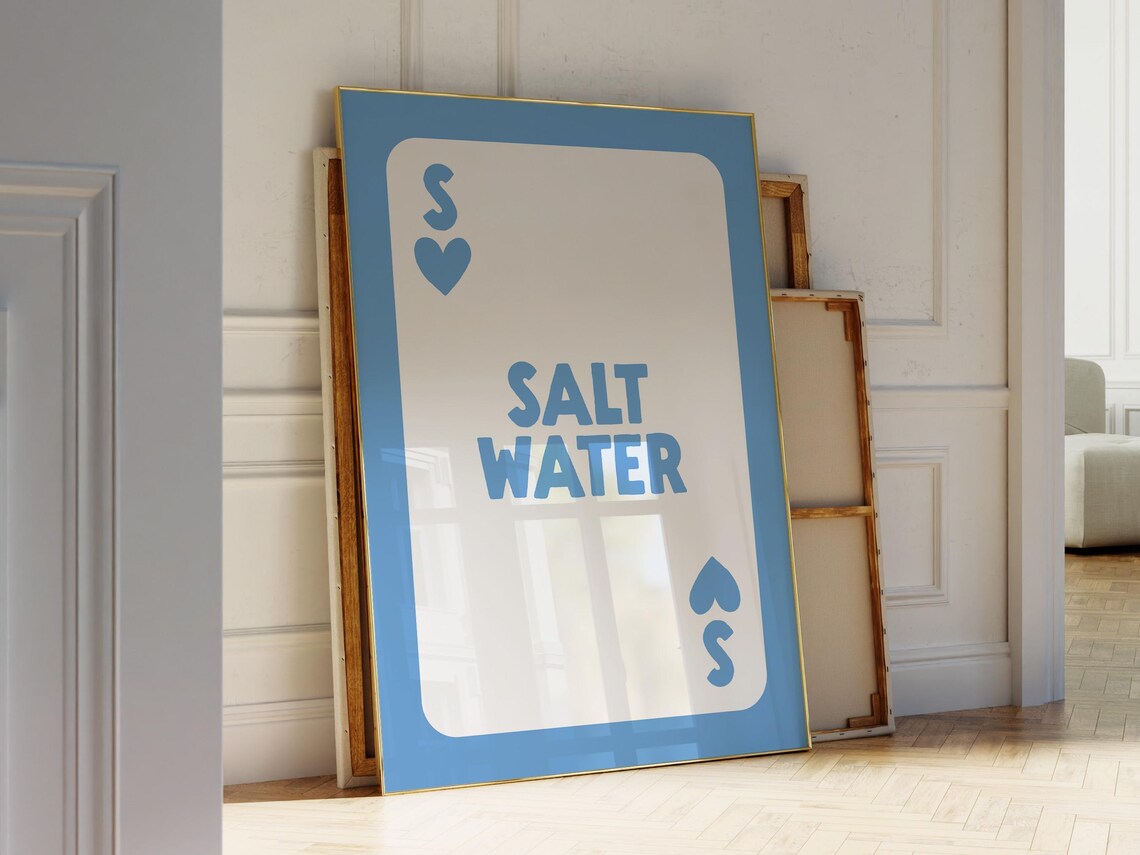 Salt Water Blue Playing Card Style Coastal Beach Decor Poster - Image 2
