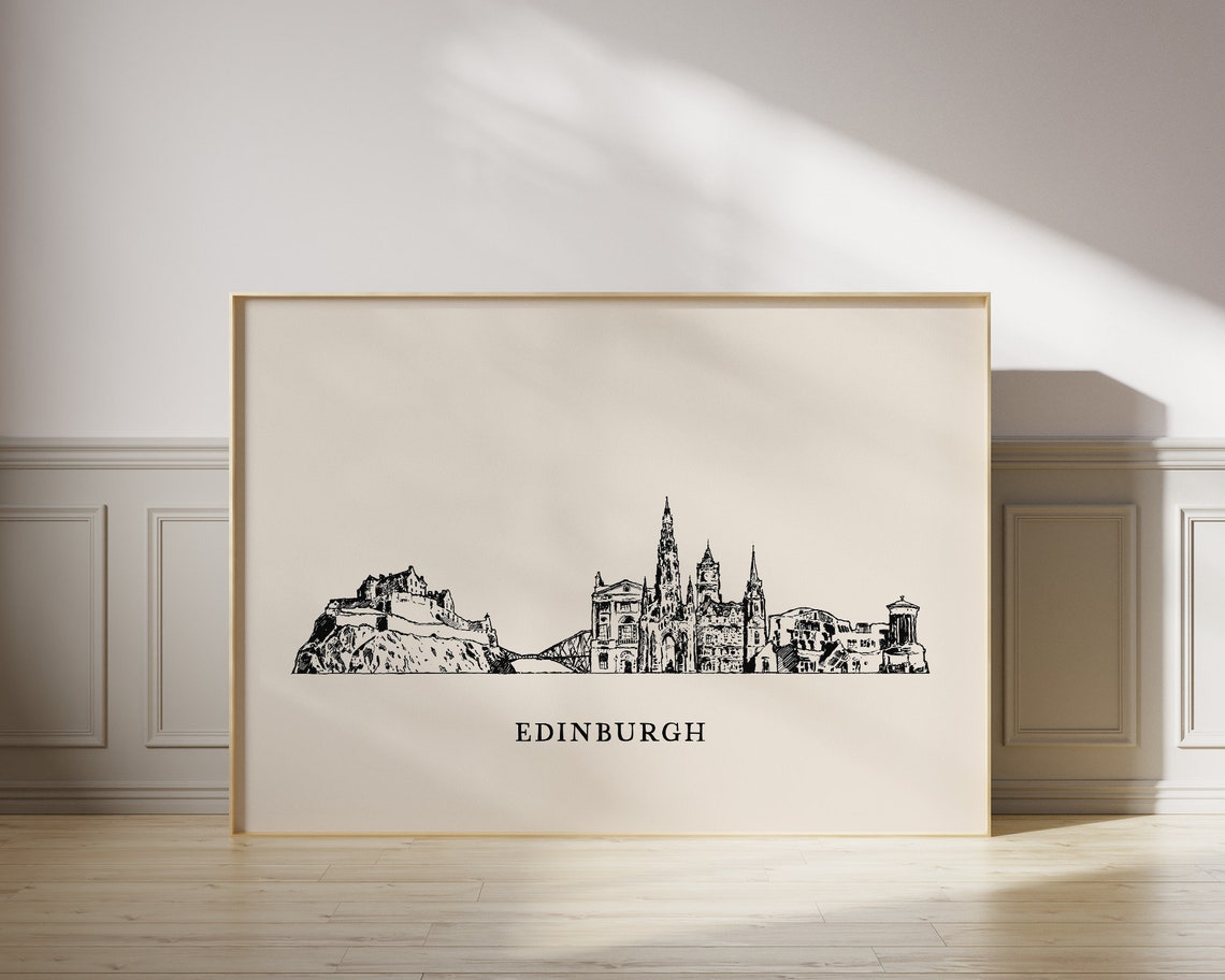 Edinburgh Scotland Skyline Minimalist Cityscape Travel Poster - Image 3
