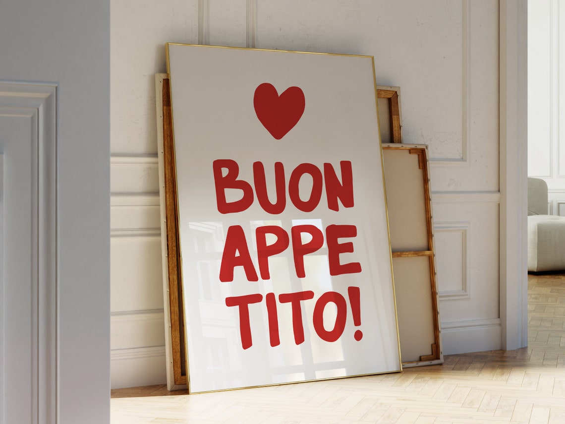 Buon Appetito Wall Art Italian Quote Art Print Aesthetic Kitchen Wall Art Cute Kitchen Print Maximalist Kitchen Print - Image 3