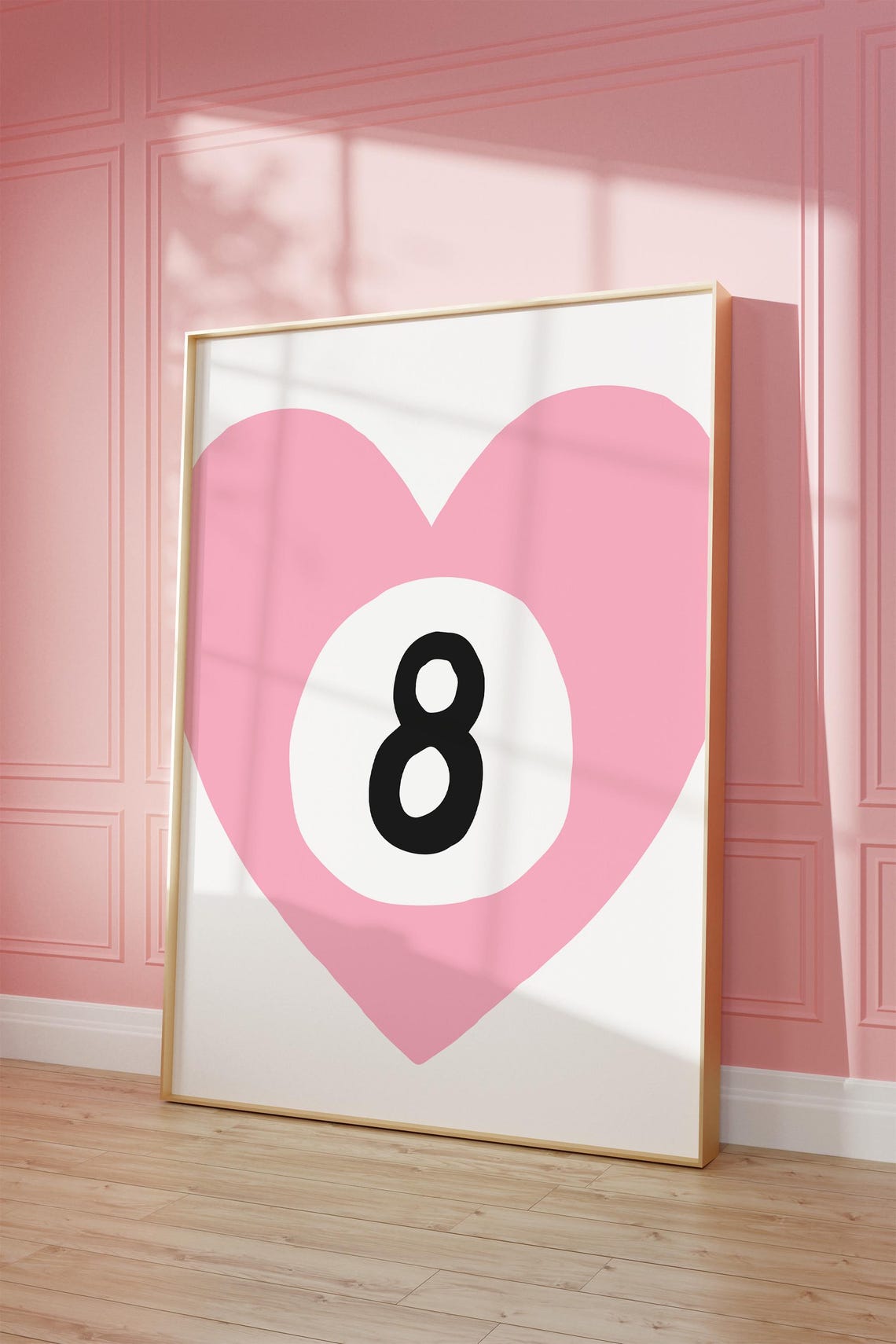 Pink 8 Ball Print Lucky 8 Ball Wall Art Girly 8 Ball Poster Preppy Pink Print Vintage Pool Ball Print Lucky Girl Print