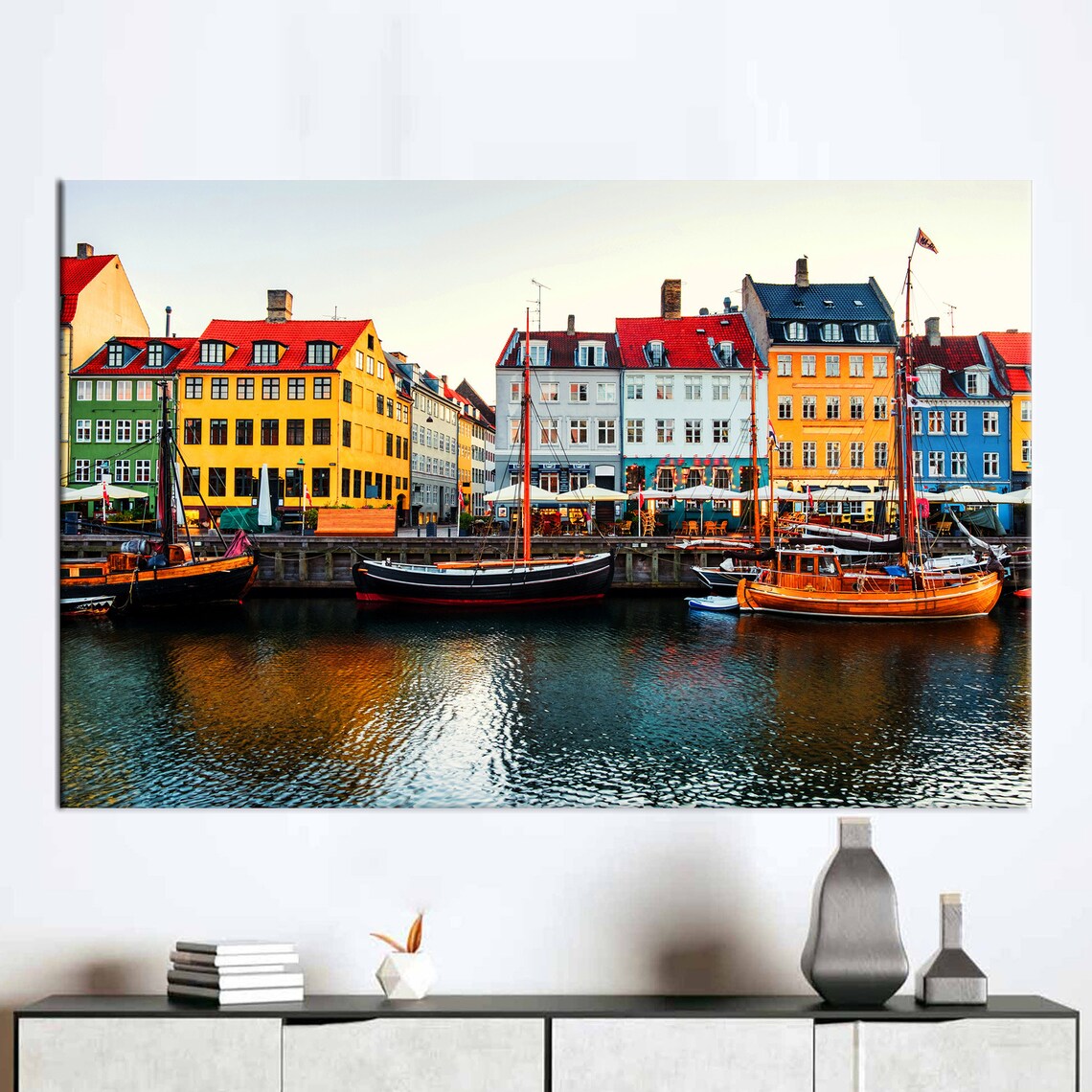Nyhavn Copenhagen Vintage Travel Poster, Cityscape