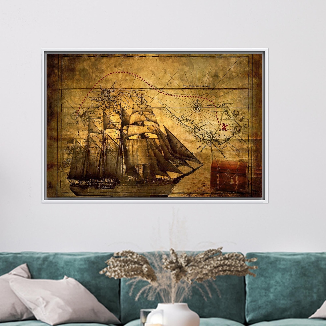 Antique Pirate Treasure Map Tall Ship X Marks The Spot Poster