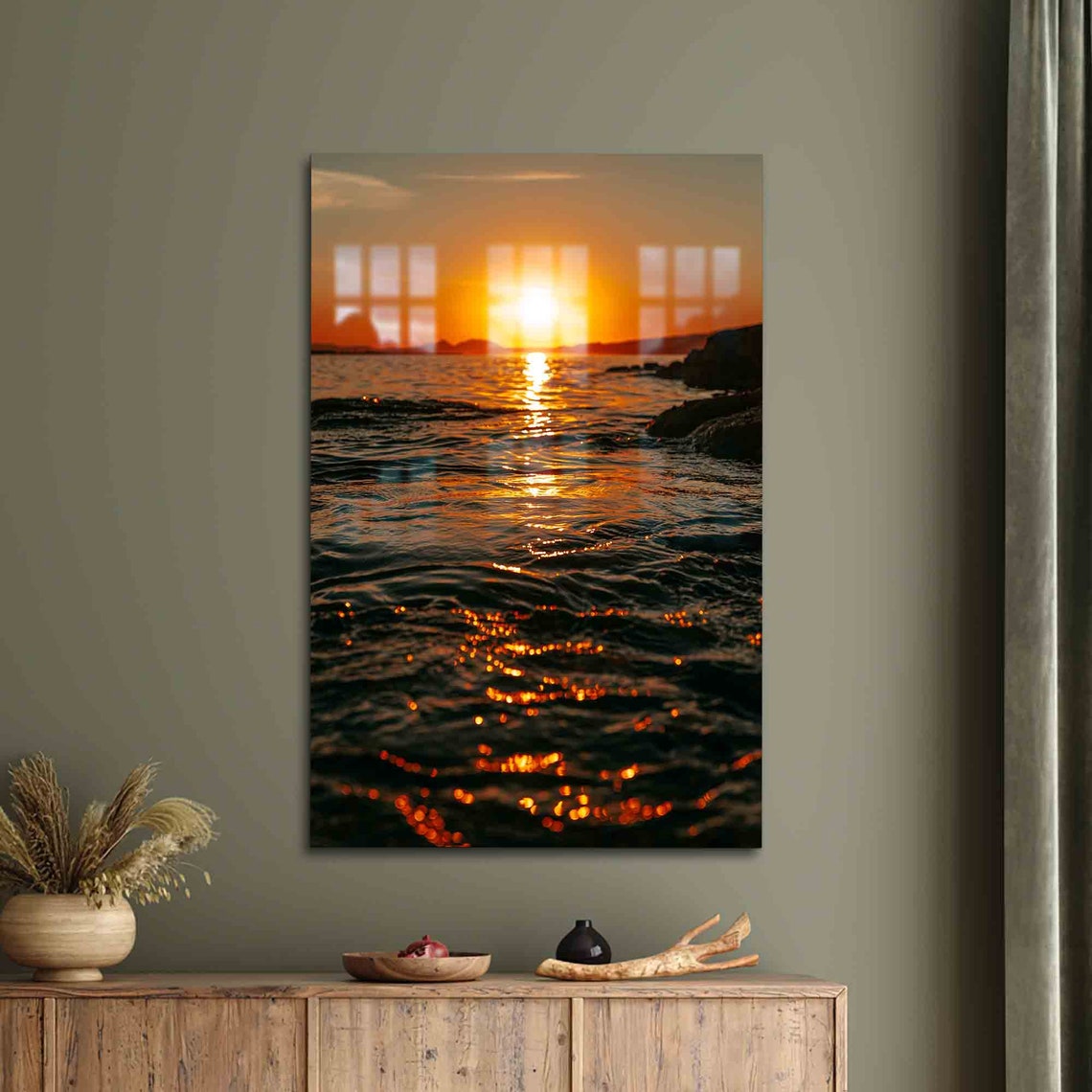 Golden Ocean Sunset Sparkling Waves Dramatic Seascape Art Poster