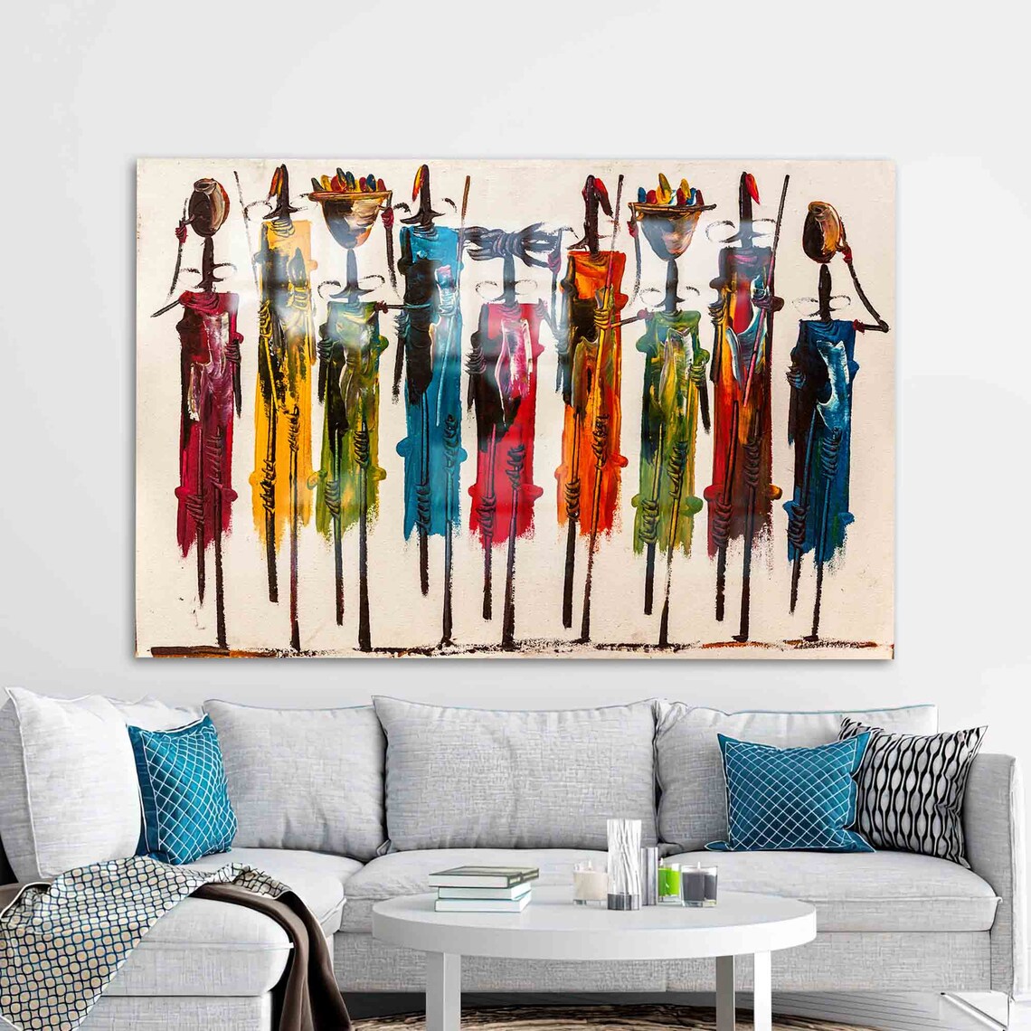 Masai People, African Oil Painting Art Print