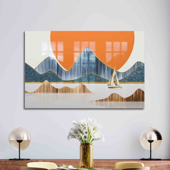 Glass Tempered Wall Decor Abstract Landscape Printing View