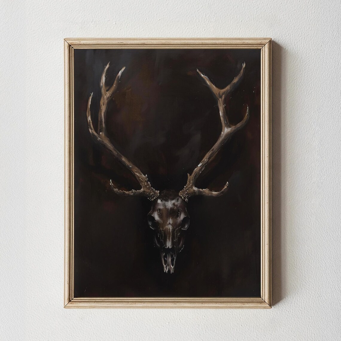 Vintage Deer Christmas Art Print, Rustic Farmhouse