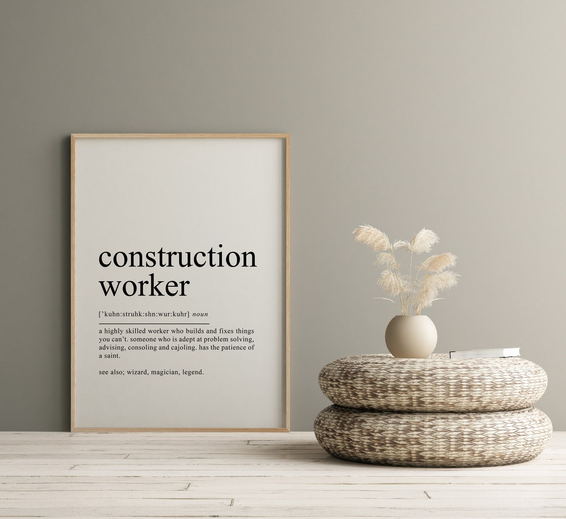 Funny Construction Worker Definition Dictionary Style Poster - Image 2