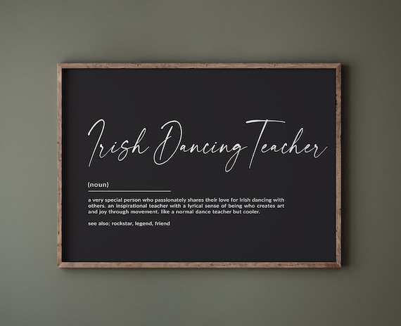Irish Dancing Teacher Definition Script Typography Thank You Gift Poster