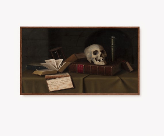 Dark Academia Halloween Gothic Skull Art Print
