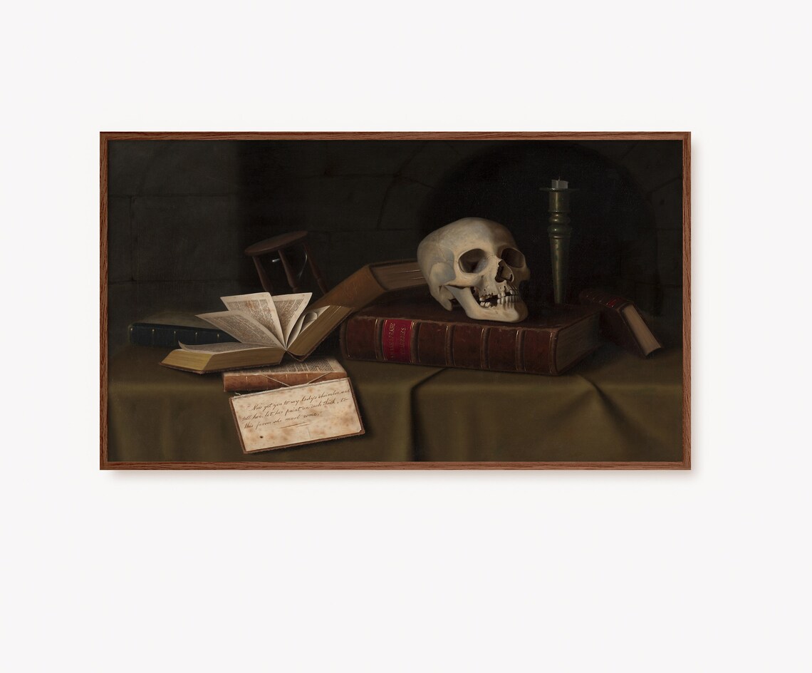 Dark Academia Halloween Gothic Skull Art Print