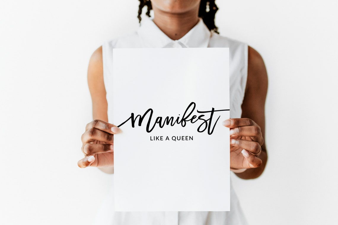 Manifest Like a Queen Motivational Quote Script Decor Poster - Image 2