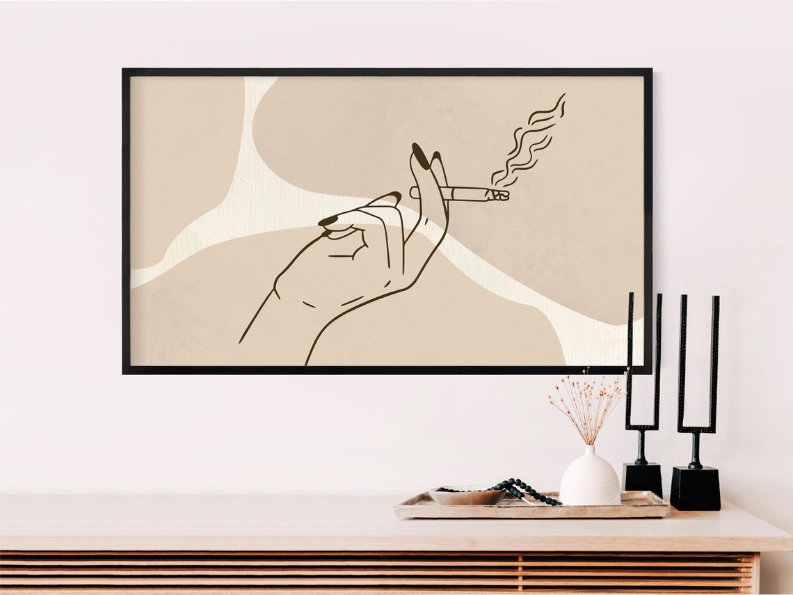 Frame Tv Art Retro Tv Art For Frame Tv 4k Tv Frame Art Woman Smoking - Image 2