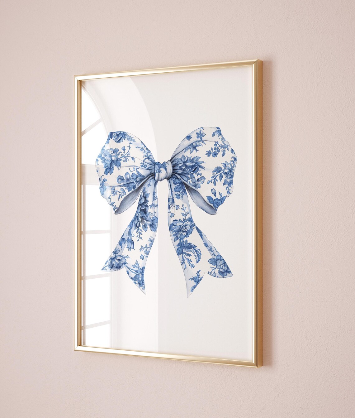 Blue Chinoiserie Bow Art Print, Navy Nursery Decor