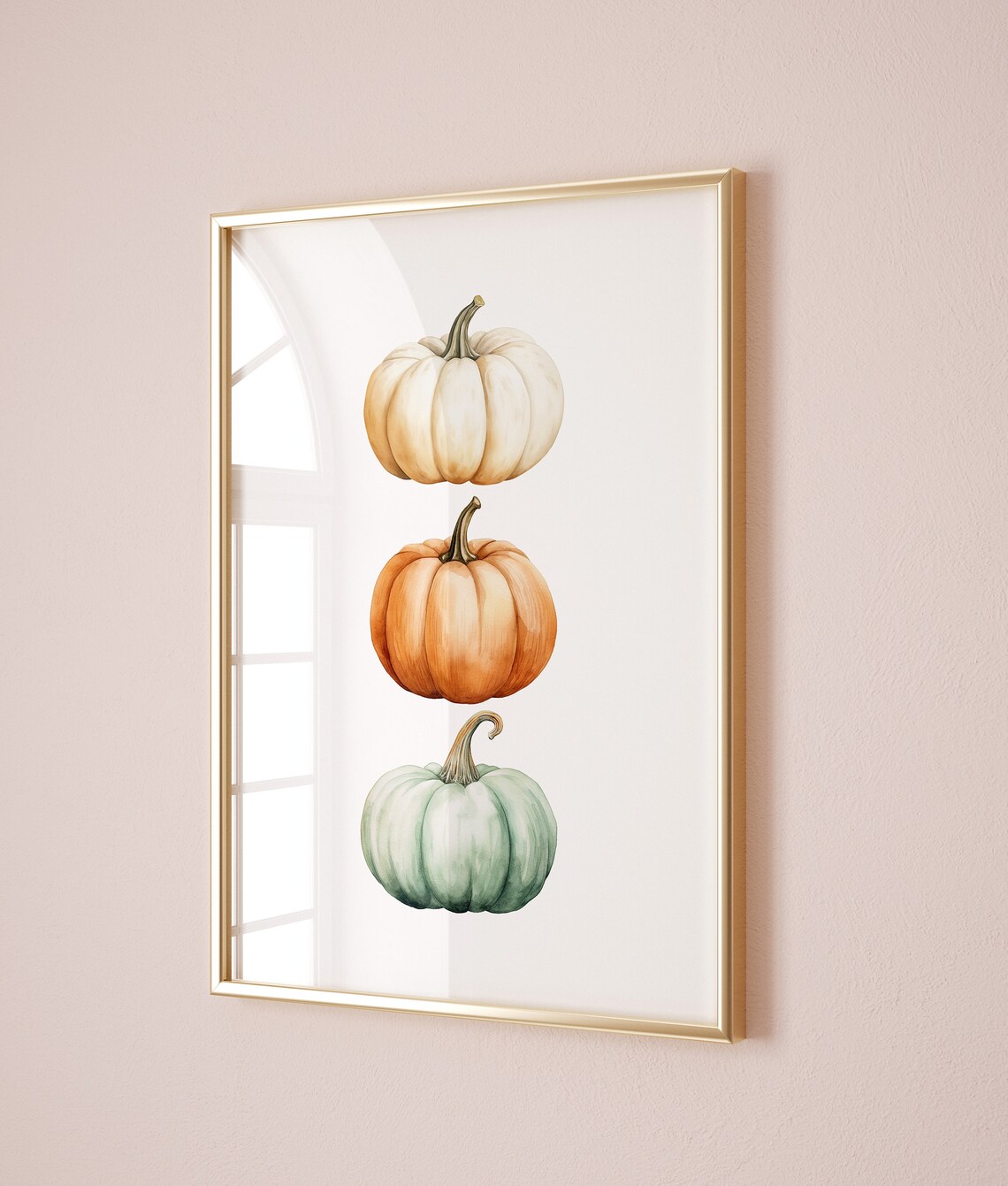 Pumpkin Halloween White Pumpkin Watercolor Art Print