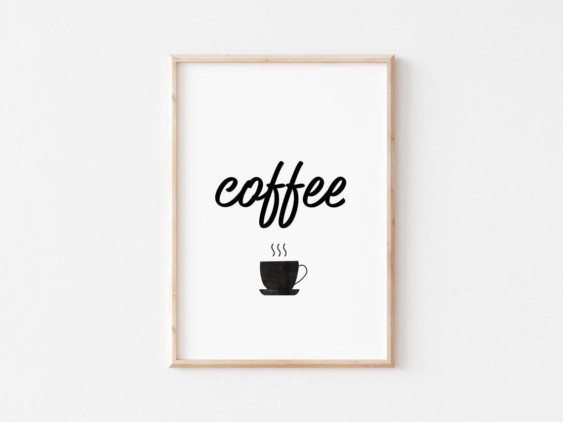 Chic Minimalist Coffee Script Cup Kitchen Coffee Bar Wall Art - Image 2