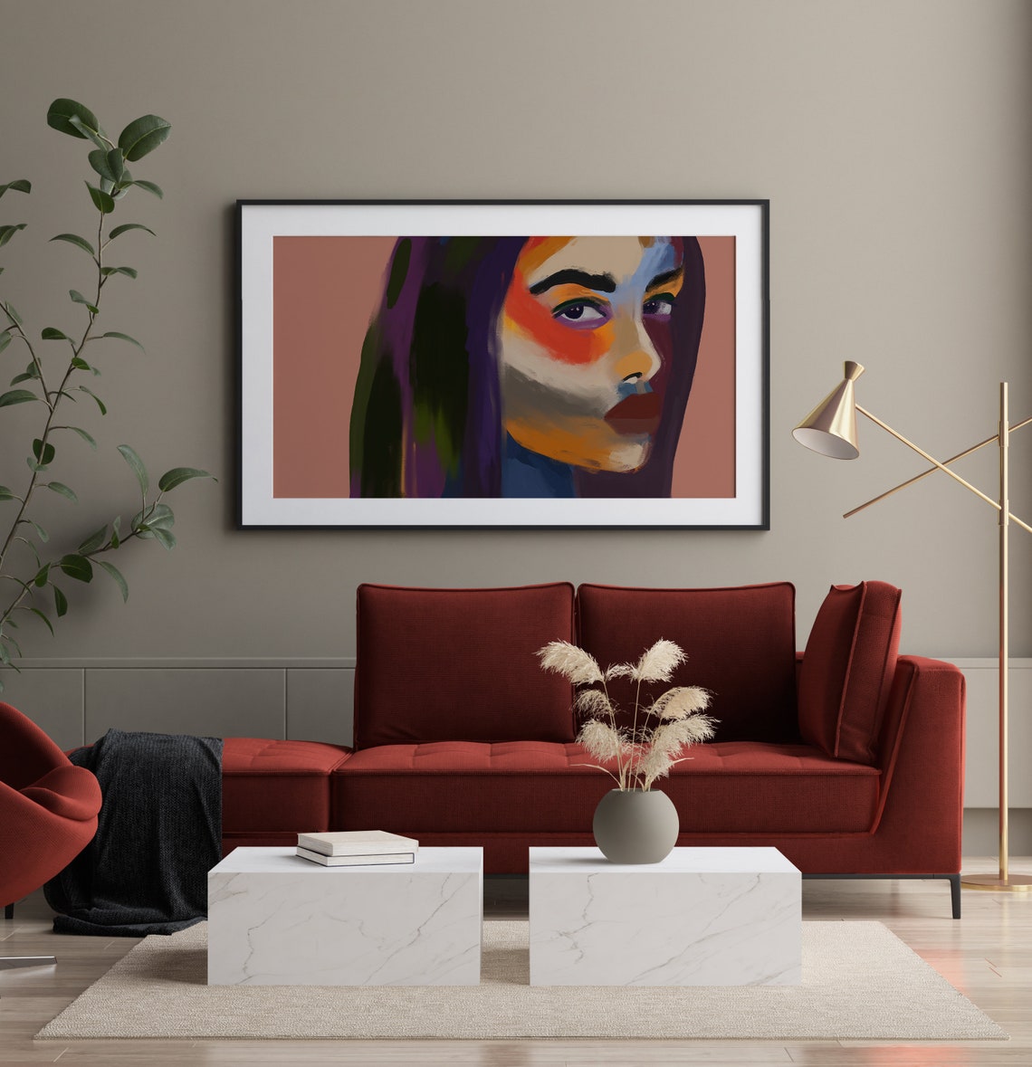 Frame Tv Art Modern Colorful Trendy Painting Abstract Woman Feminine Wall Prints Multicoloured Boho Decor - Image 2