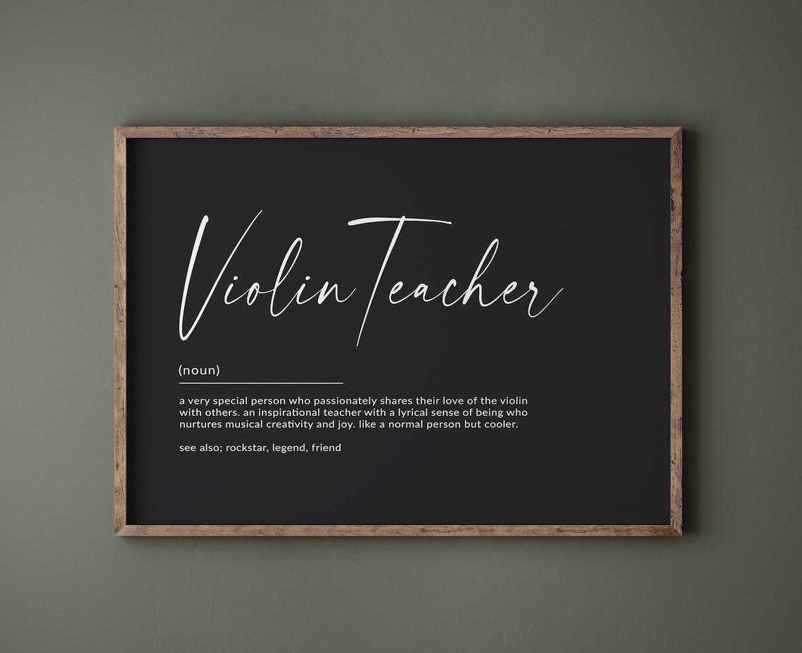 Violin Teacher Definition Art Print, Music Teacher Gift