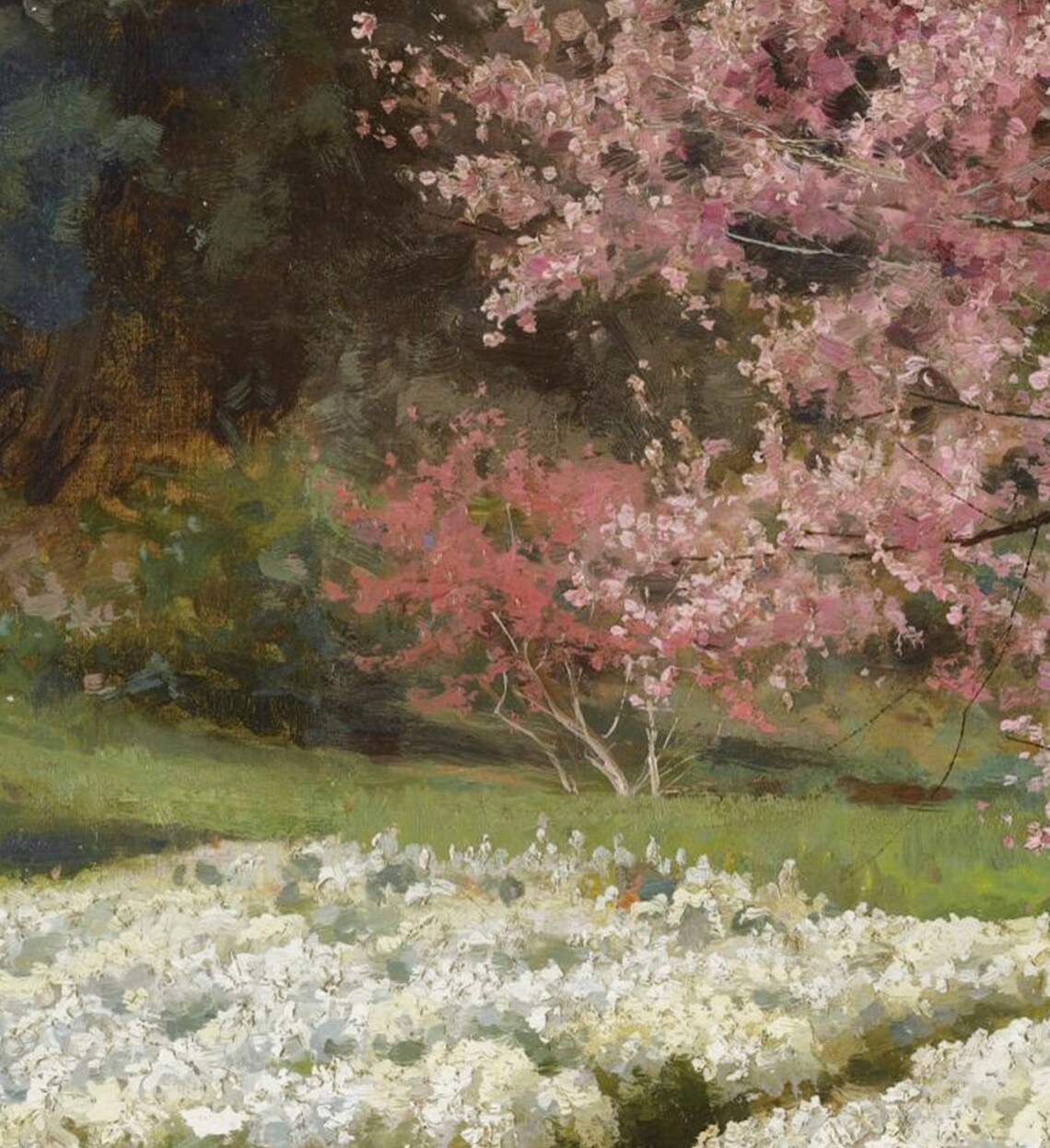 Spring Blossom Trees Over White Flower Field Vintage Garden Poster - Image 2