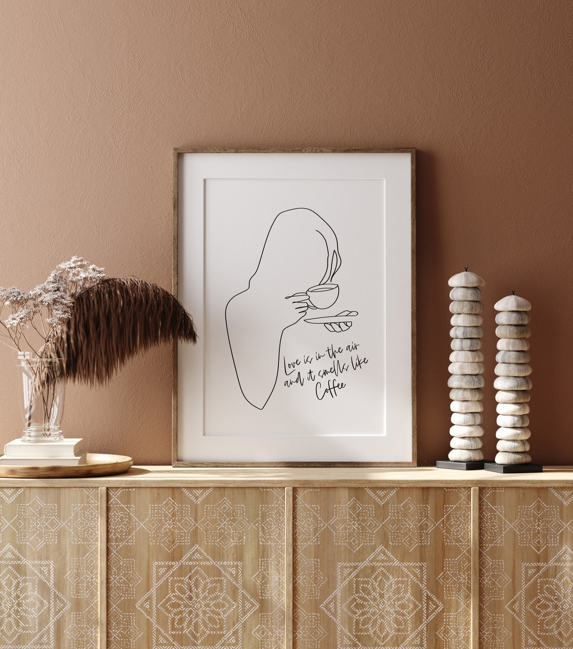 Love Is In The Air And It Smells Like Coffee Line Art Poster - Image 2
