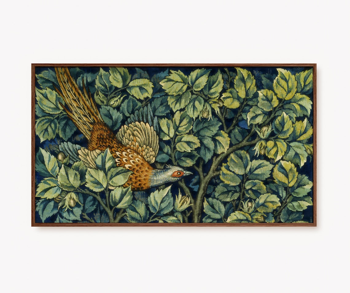 William Morris The Pheasant Botanical Tapestry Arts Crafts Poster