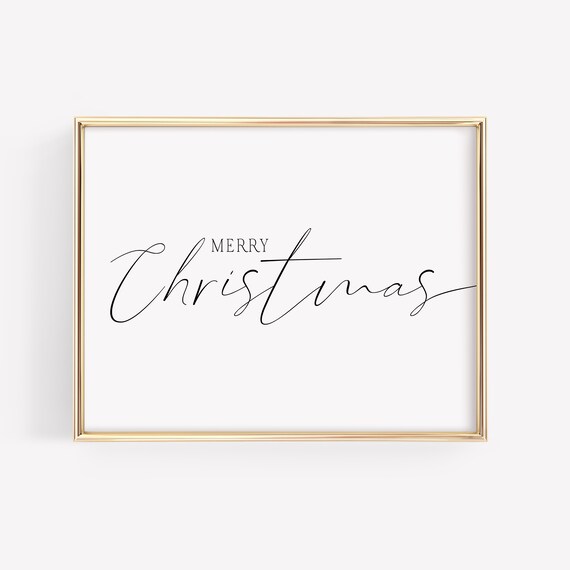 Elegant Merry Christmas Script Typography Holiday Season Poster