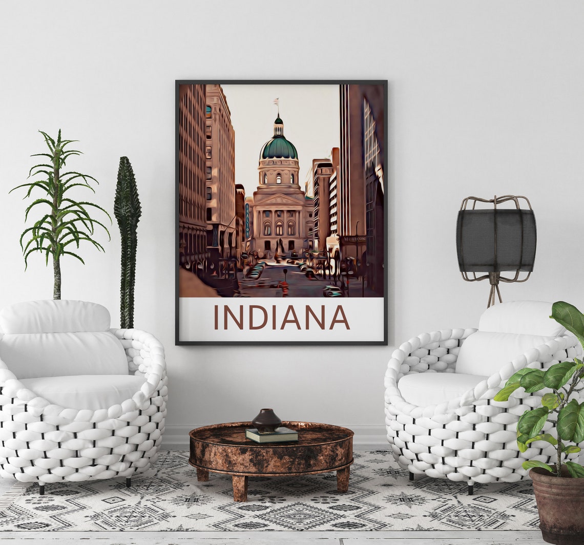 Indiana Indiana Print Indiana Wall Art Indiana Poster Indiana Wall Decor Indiana Souvenir Indiana Poster Indiana Gift Travel - Image 3