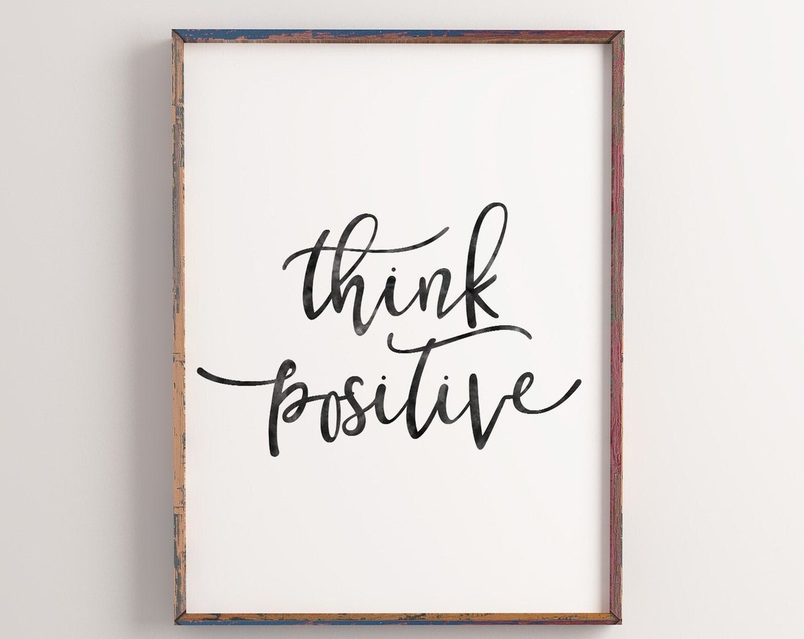 Think Positive Black Script Minimalist Inspirational Wall Poster - Image 2