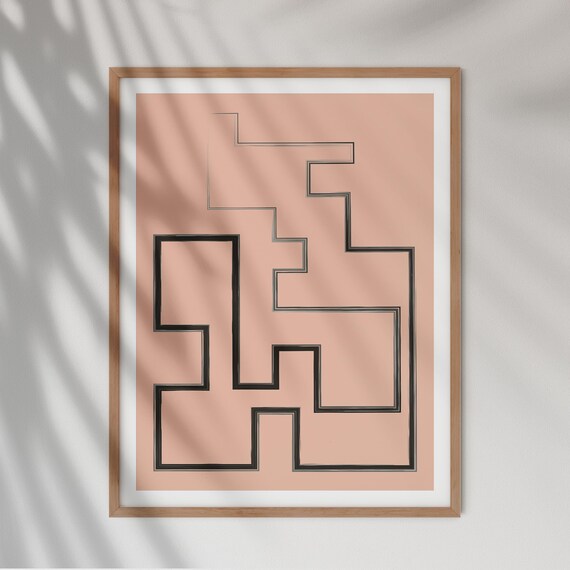 Abstract Geometric Art Minimalist Wall Decor For Modern Aesthetic Home Design Perfect Housewarming Gift Industrial Style Decor