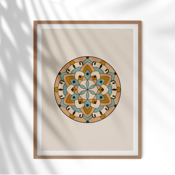 Geometric Mandala Wall Art Bohemian Wall Decor Modern Decor Boho Decorative Print Unique Home Gift Housewarming Gift