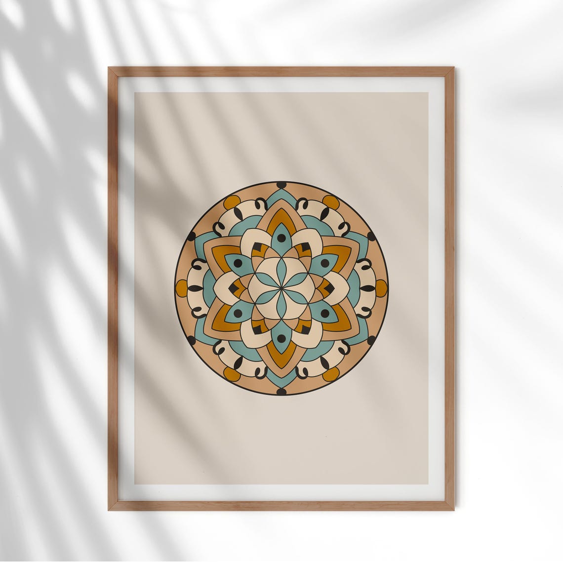 Geometric Mandala Circle Terracotta Teal Bohemian Decor Art Print