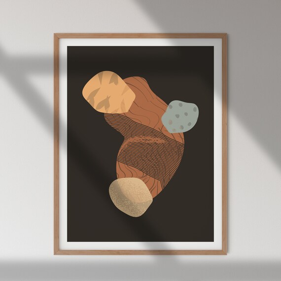 Abstract Pastel Art Print Modern Wall Decor Geometric Shapes Colorful Home Office Decor