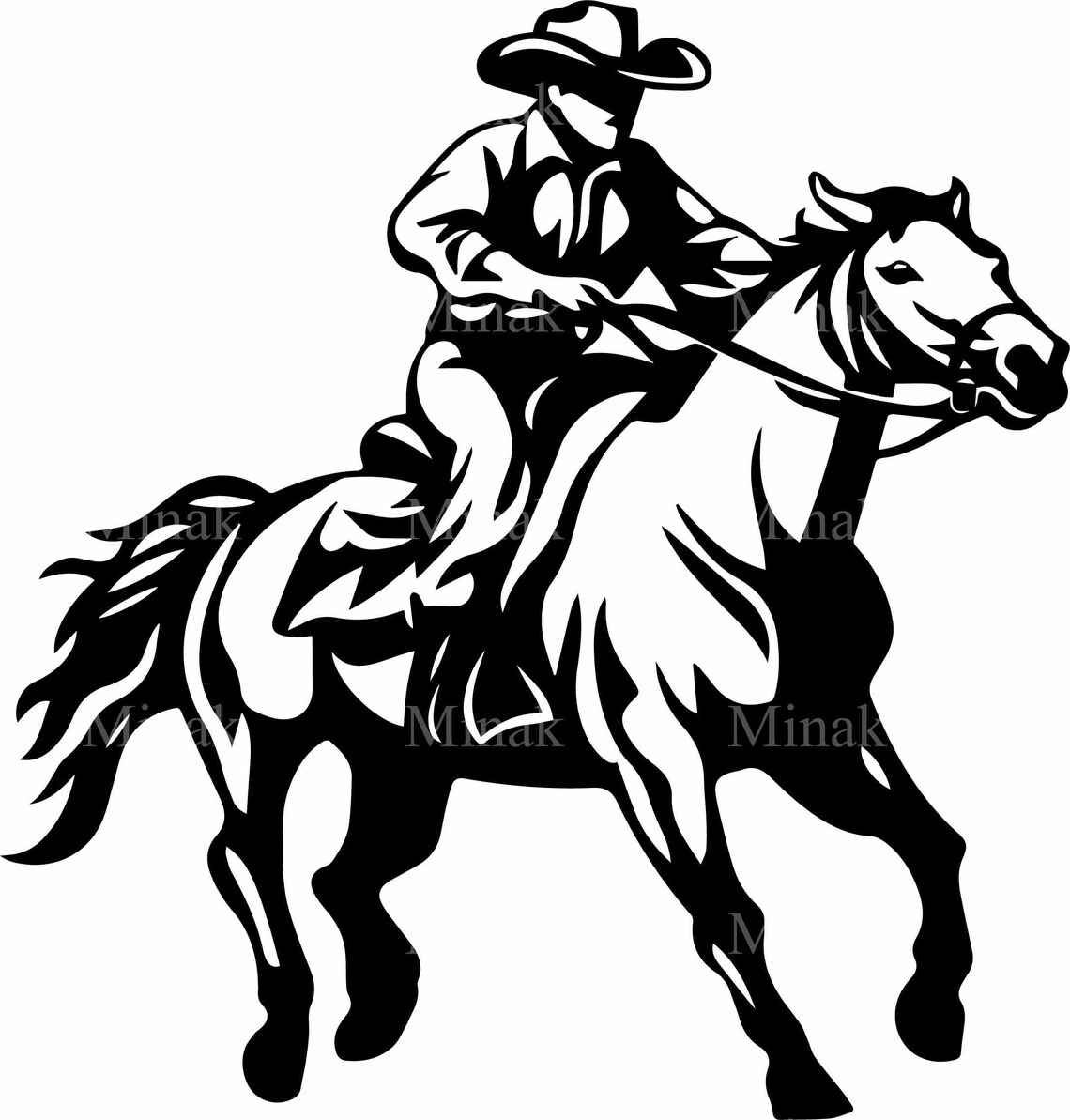 Western Cowboy Riding Horseback Silhouette, Rustic - Image 4