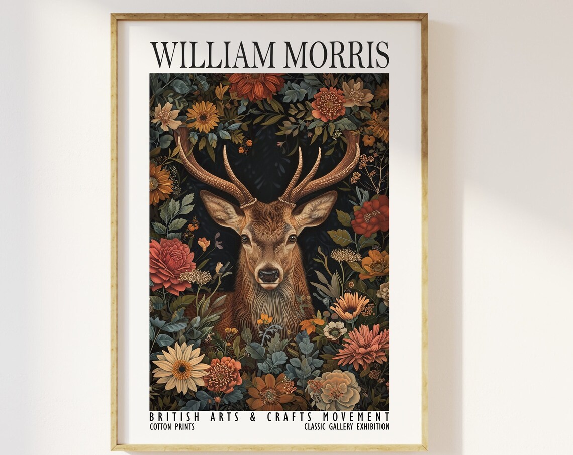 William Morris Floral Stag Woodland Garden Exhibition Art Poster