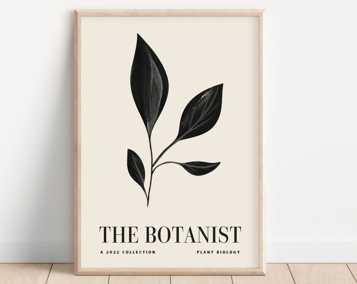 The Botanist Black Leaf Minimalist Botanical Sketch Art Poster