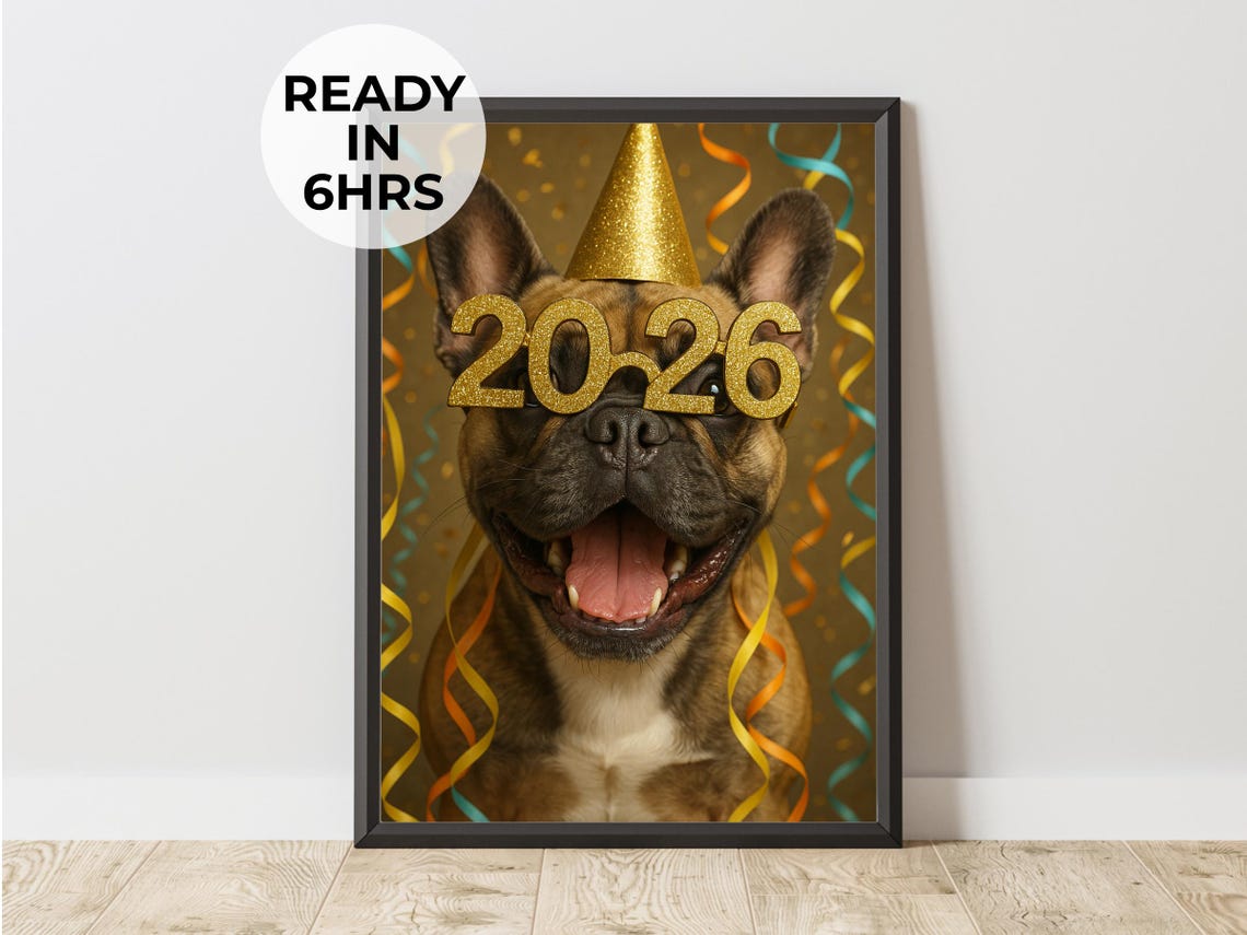 Custom Pet Party Portrait New Year Art Celebration Gift