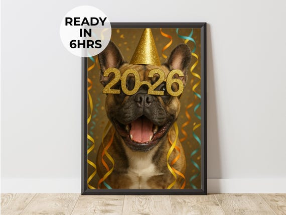 Custom Pet Party Portrait New Year Art Celebration Gift