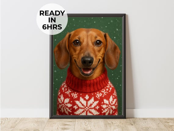 Custom Ugly Sweater Pet Portrait Funny Christmas Decor Gift