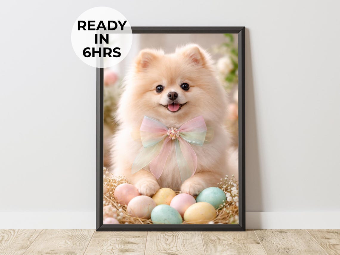 Custom Easter Pet Portrait Holiday Dog Art Spring Gift