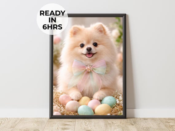 Custom Easter Pet Portrait Holiday Dog Art Spring Gift