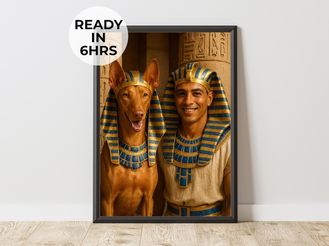 Custom Egyptian Pet Portrait, Pharaoh Dog Gift