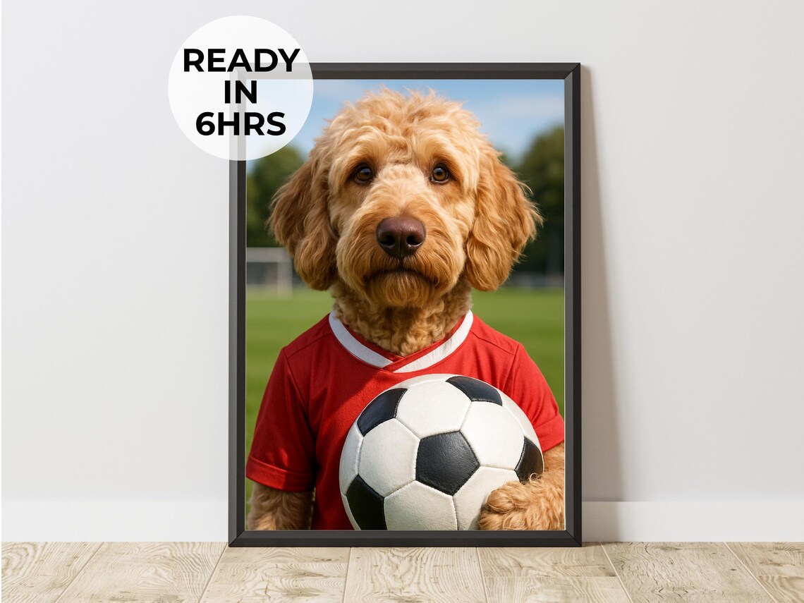 Soccer Pet Portrait Funny Sports Art Print