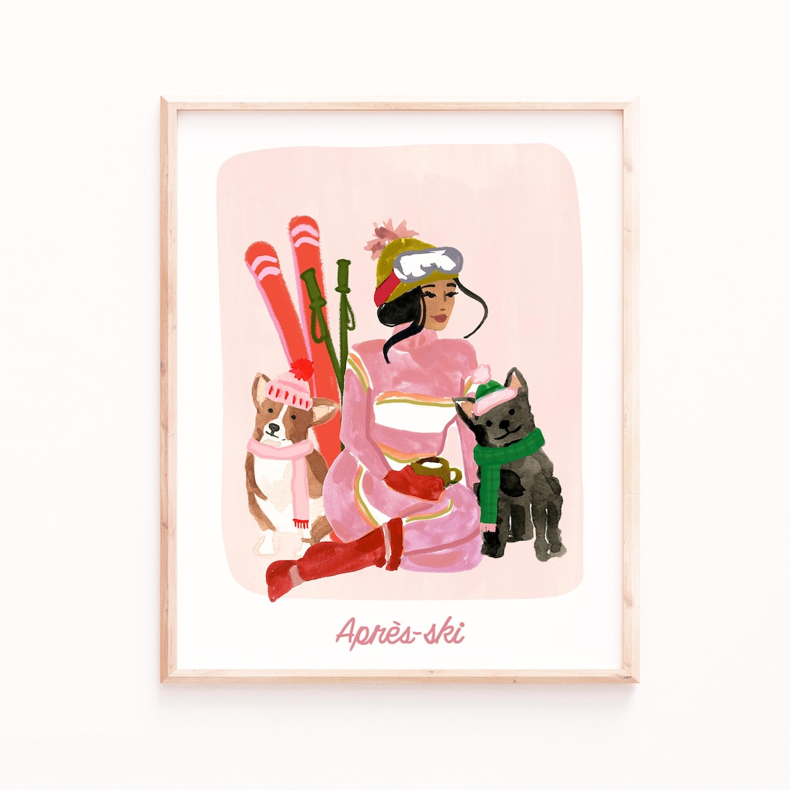Aprs Ski Cozy Winter Illustration, Ski Lodge Decor