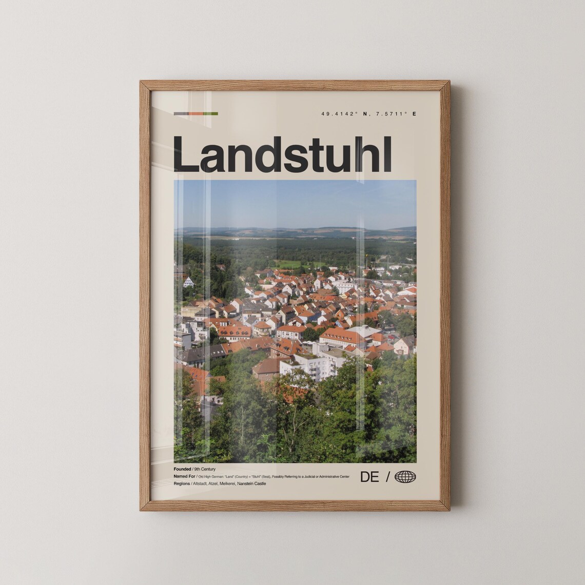 Landstuhl Germany Minimalist Travel Coordinates Town Photo Poster