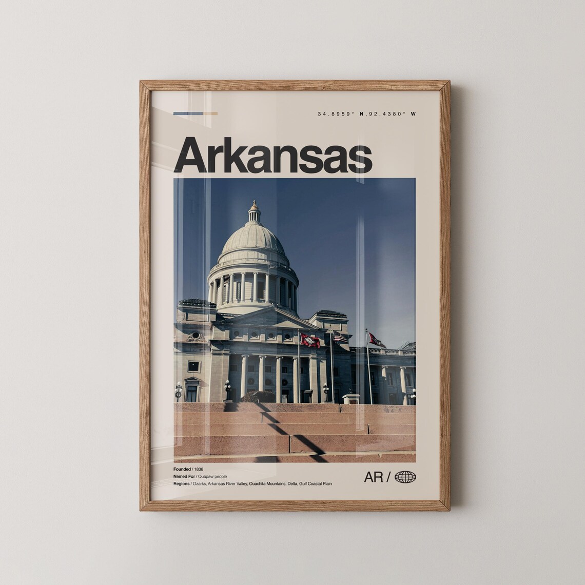 Arkansas Print Wall Art Poster Photo Dcor Map