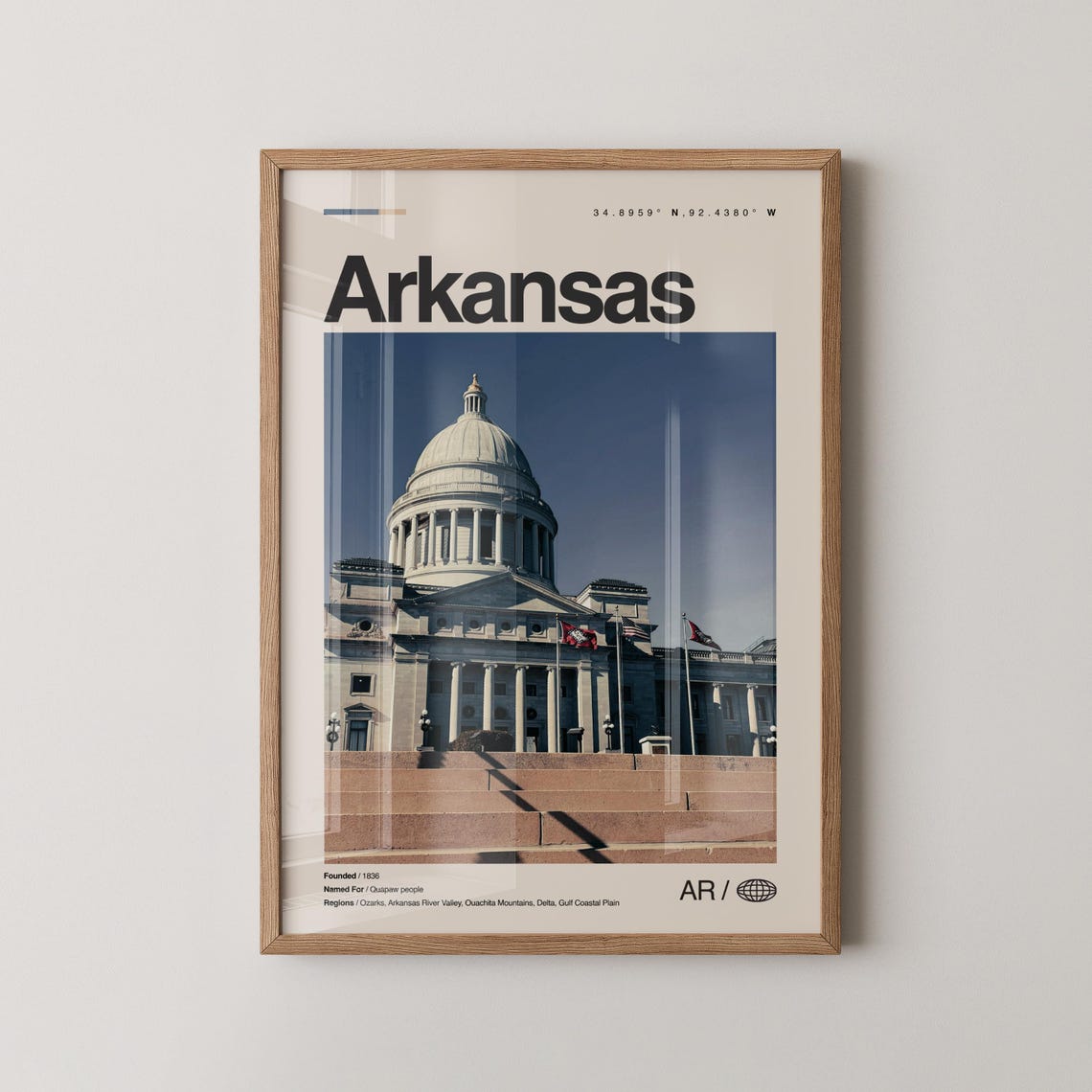 Arkansas State Capitol Dome Photo Architecture Travel Poster