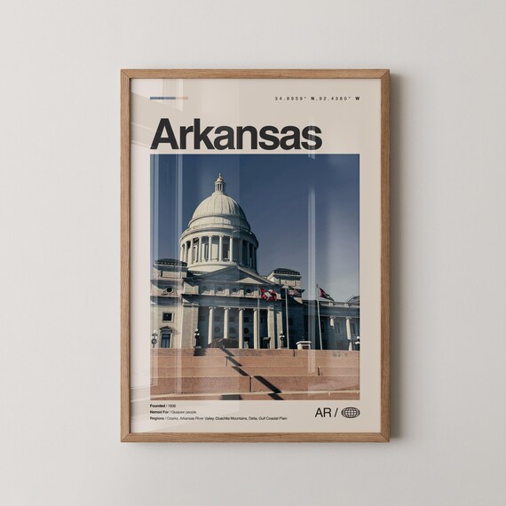 Arkansas Print Wall Art Poster Photo Dcor Map