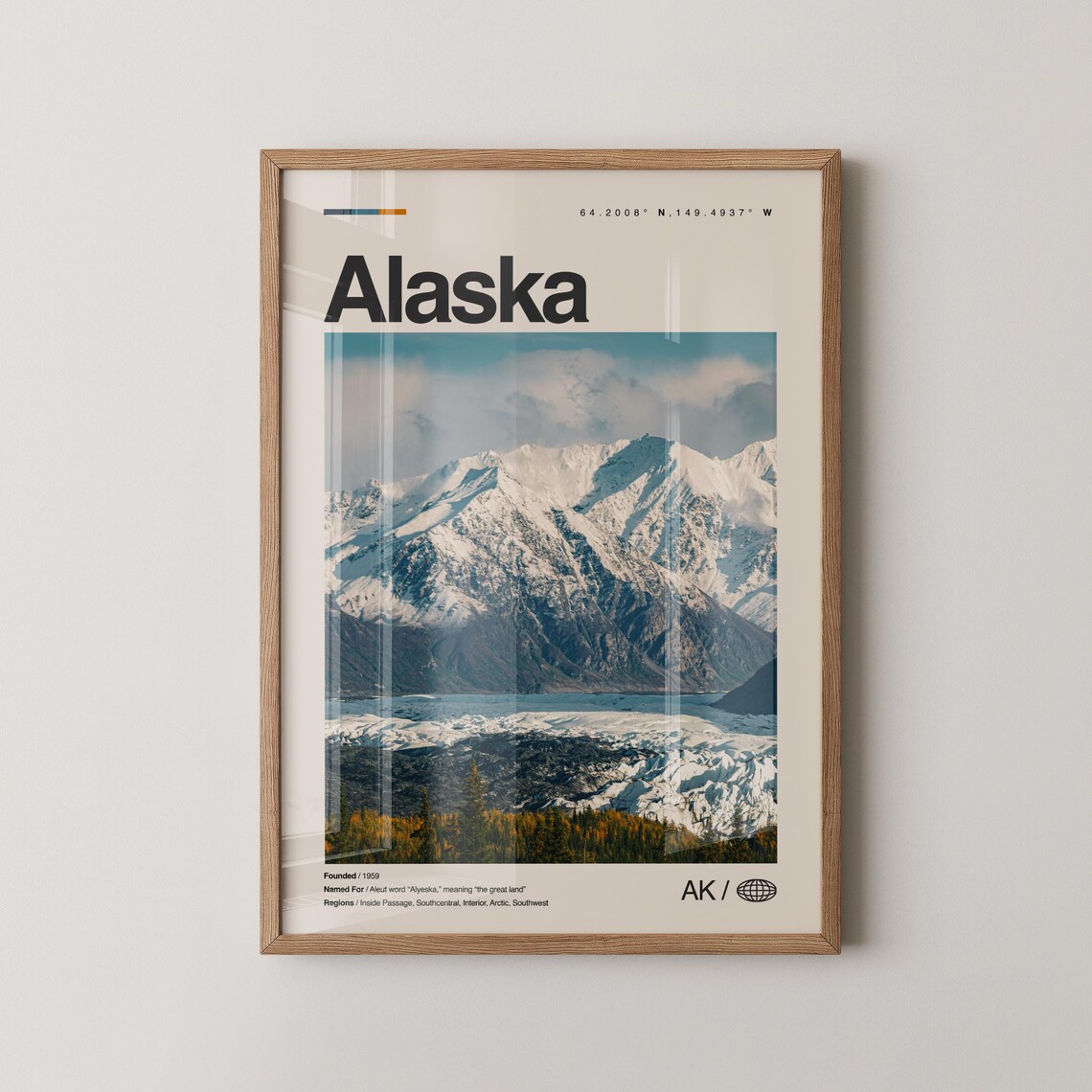 Alaska Print Wall Art Poster Photo Dcor Map Usa