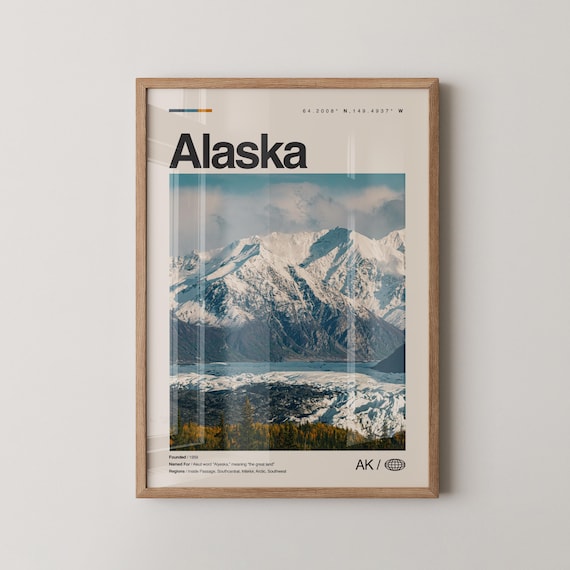 Alaska Print Wall Art Poster Photo Dcor Map Usa